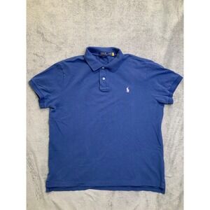 Polo Ralph Lauren Mens Shirt - Slim Fit - Navy Blue  Pink Pony Logo - Size Large